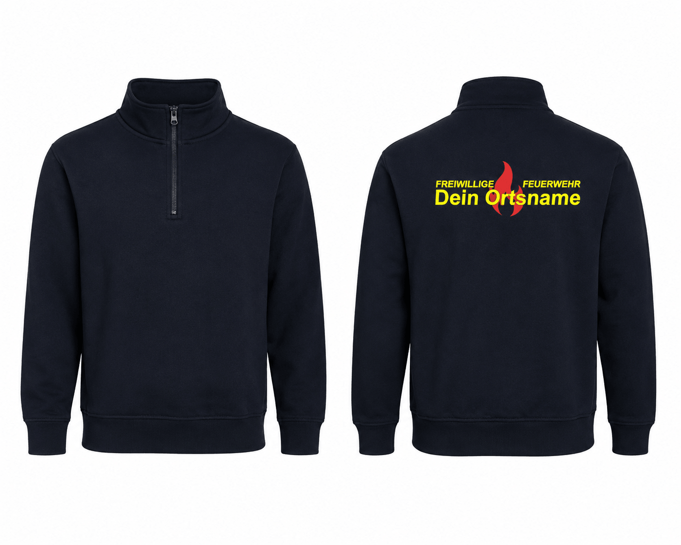Feuerwehr Half - Zip Sweatshirt Individuell mit Ortsnamen - Magic Stars Solutions